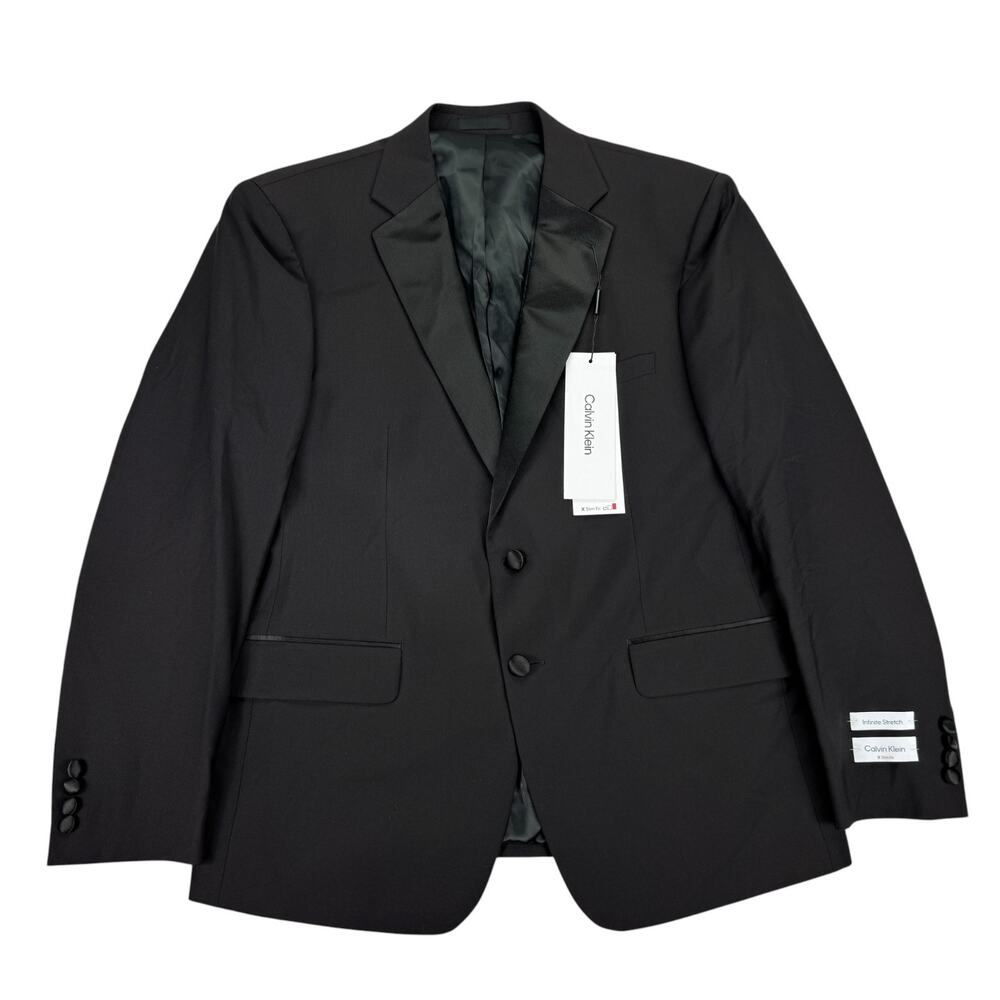 Calvin Klein Mens X Slim Fit Infinite Stretch Tuxedo Suit Jacket Black 44S